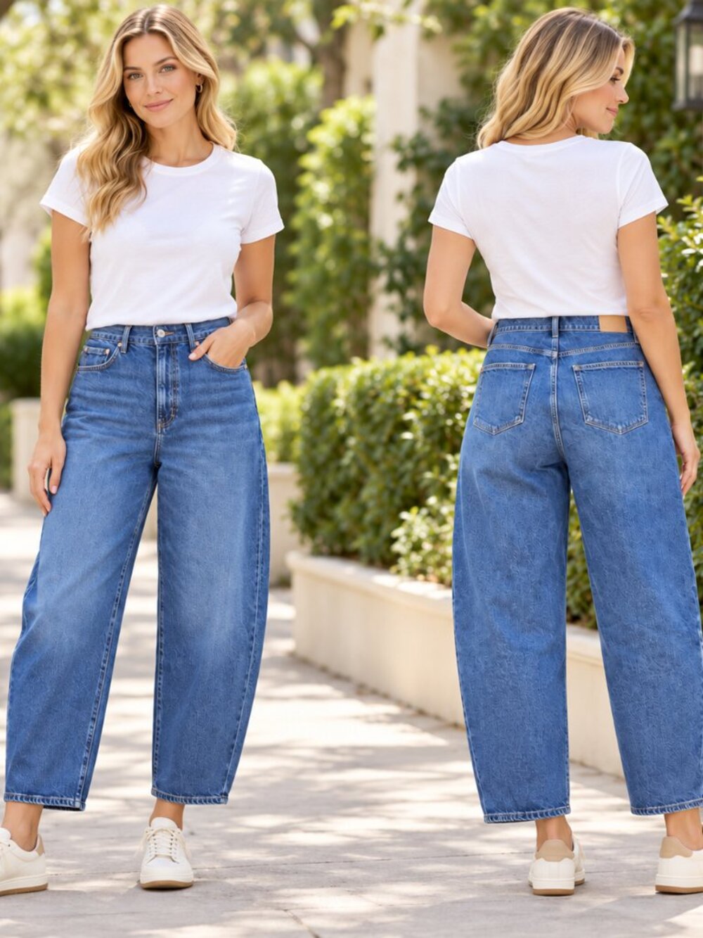 Paige Arellia Ankle Barrel Leg Jeans High Waist Soundcheck Blue Womens Size 32P